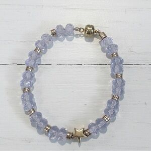 Lavender Blue Crystal & Gold Hematite Beaded Bracelet